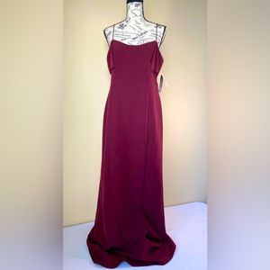 NWT Aiden Mattox Burgundy Lace Crepe Dress Size 12 Org $195